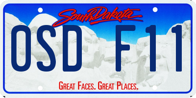 SD license plate 0SDF11