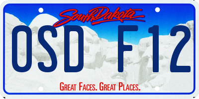 SD license plate 0SDF12