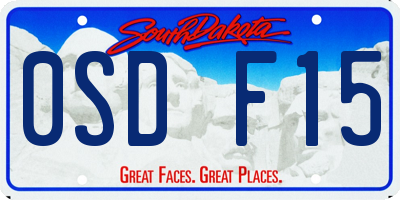 SD license plate 0SDF15