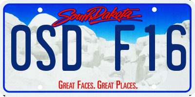 SD license plate 0SDF16