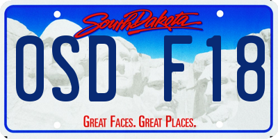 SD license plate 0SDF18
