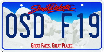 SD license plate 0SDF19