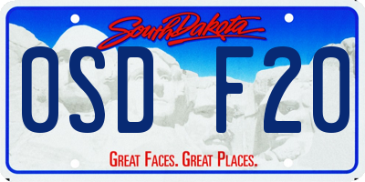 SD license plate 0SDF20
