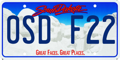 SD license plate 0SDF22