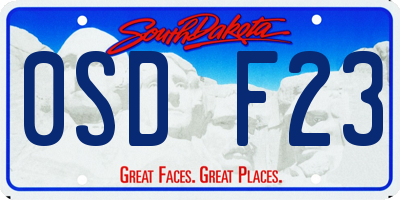 SD license plate 0SDF23