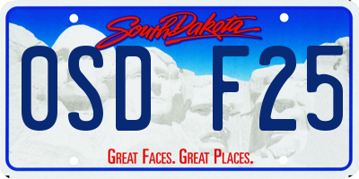 SD license plate 0SDF25