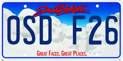 SD license plate 0SDF26
