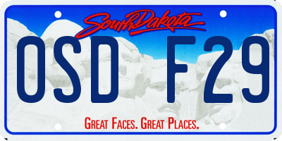 SD license plate 0SDF29