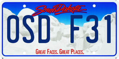SD license plate 0SDF31