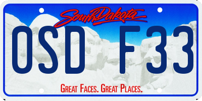SD license plate 0SDF33