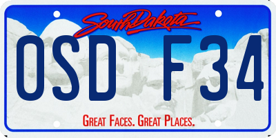 SD license plate 0SDF34