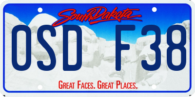 SD license plate 0SDF38