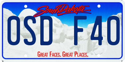 SD license plate 0SDF40