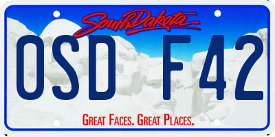 SD license plate 0SDF42