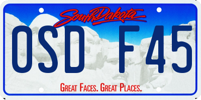 SD license plate 0SDF45