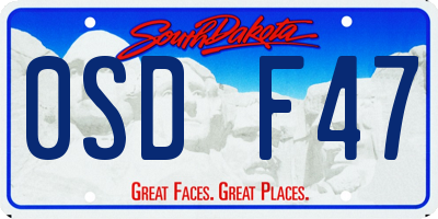 SD license plate 0SDF47