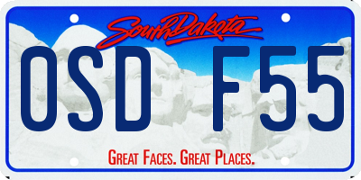 SD license plate 0SDF55