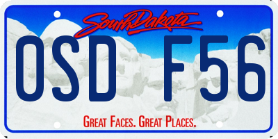 SD license plate 0SDF56
