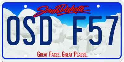 SD license plate 0SDF57