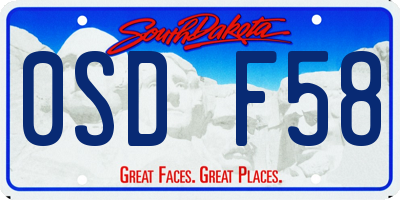 SD license plate 0SDF58
