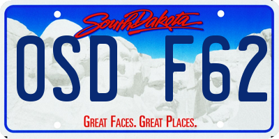 SD license plate 0SDF62