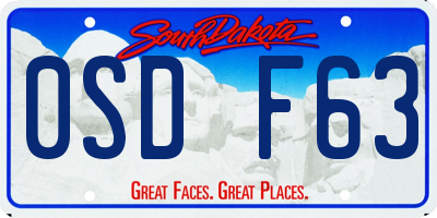 SD license plate 0SDF63