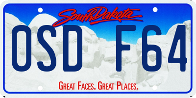 SD license plate 0SDF64