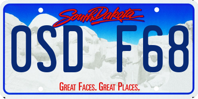 SD license plate 0SDF68