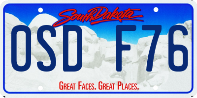 SD license plate 0SDF76