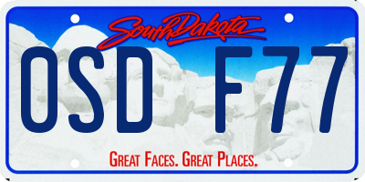 SD license plate 0SDF77