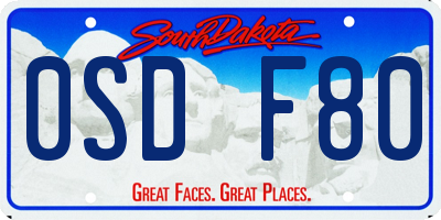 SD license plate 0SDF80
