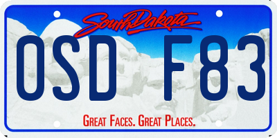 SD license plate 0SDF83