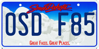SD license plate 0SDF85