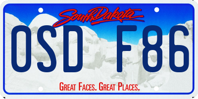 SD license plate 0SDF86