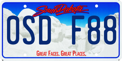 SD license plate 0SDF88