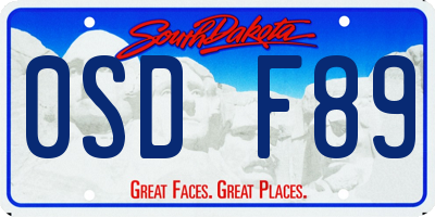 SD license plate 0SDF89