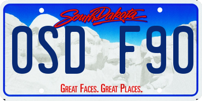 SD license plate 0SDF90