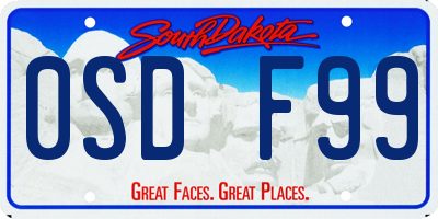 SD license plate 0SDF99