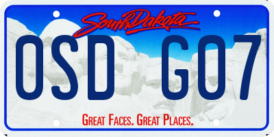 SD license plate 0SDG07