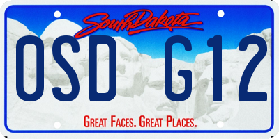 SD license plate 0SDG12