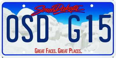 SD license plate 0SDG15