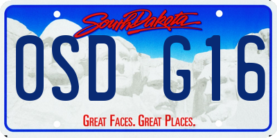 SD license plate 0SDG16
