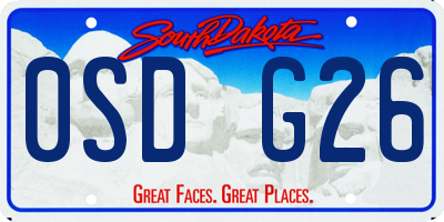 SD license plate 0SDG26