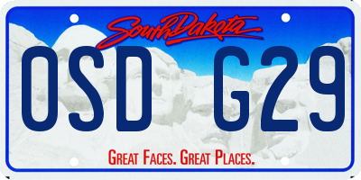 SD license plate 0SDG29