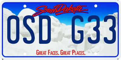 SD license plate 0SDG33