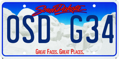 SD license plate 0SDG34