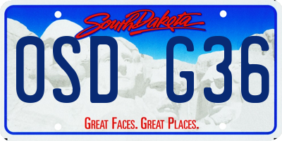 SD license plate 0SDG36