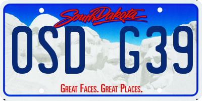 SD license plate 0SDG39