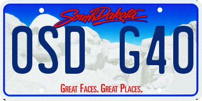 SD license plate 0SDG40