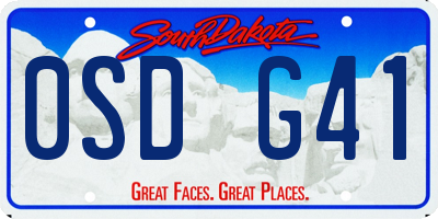 SD license plate 0SDG41
